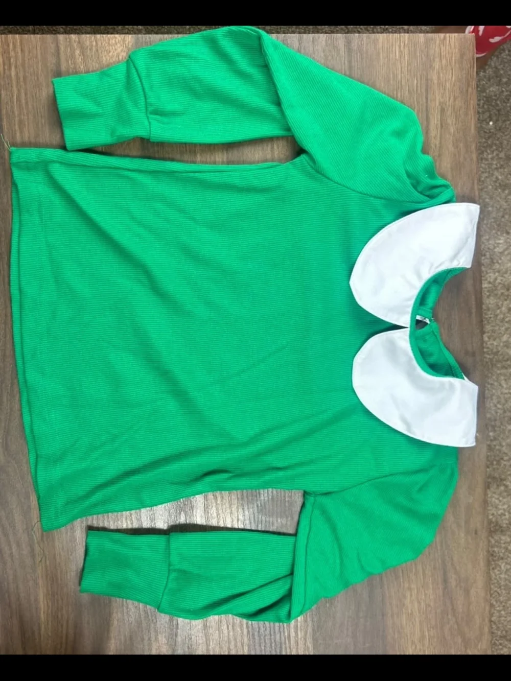 Kids Green Costume Top with White Peter Pan Collar